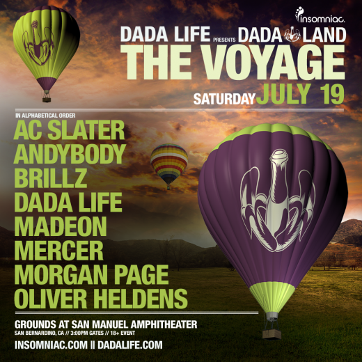 Dada Life Presents Dada Land: The Voyage - July 19 (San Manuel Amphitheater, San Bernadino)