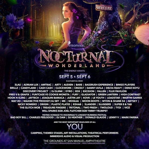 Nocturnal Wonderland - September 5 & 6 (San Manuel Amphitheater, San Bernardino)