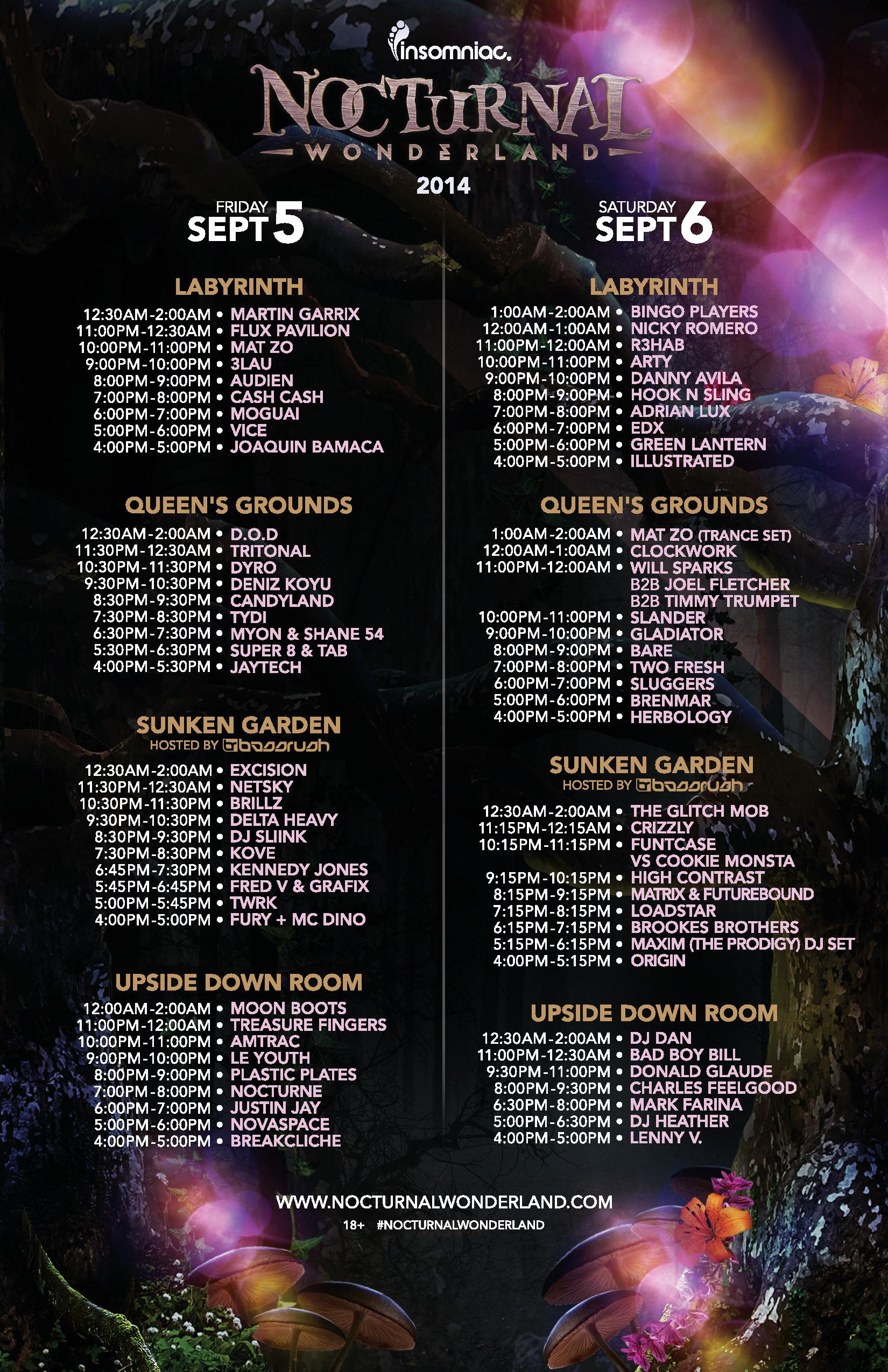 Lineup – Nocturnal Wonderland 2023