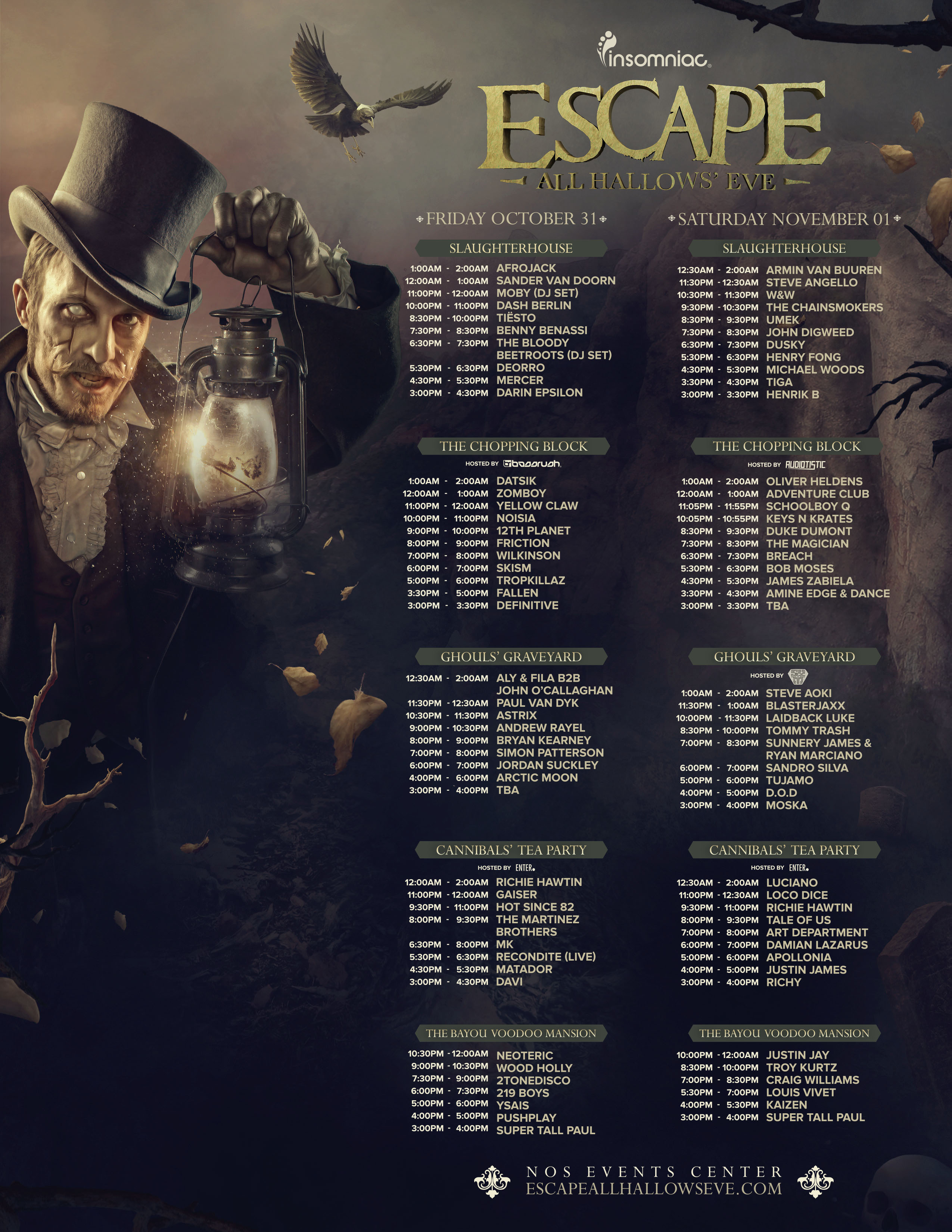 Escape: All Hallows' Eve 2014 Set Times