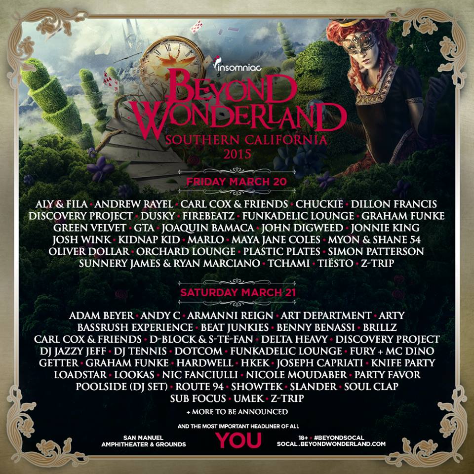 Beyond Wonderland 2015 - March 20-21 (e San Manuel Amphitheater, San Bernardino)