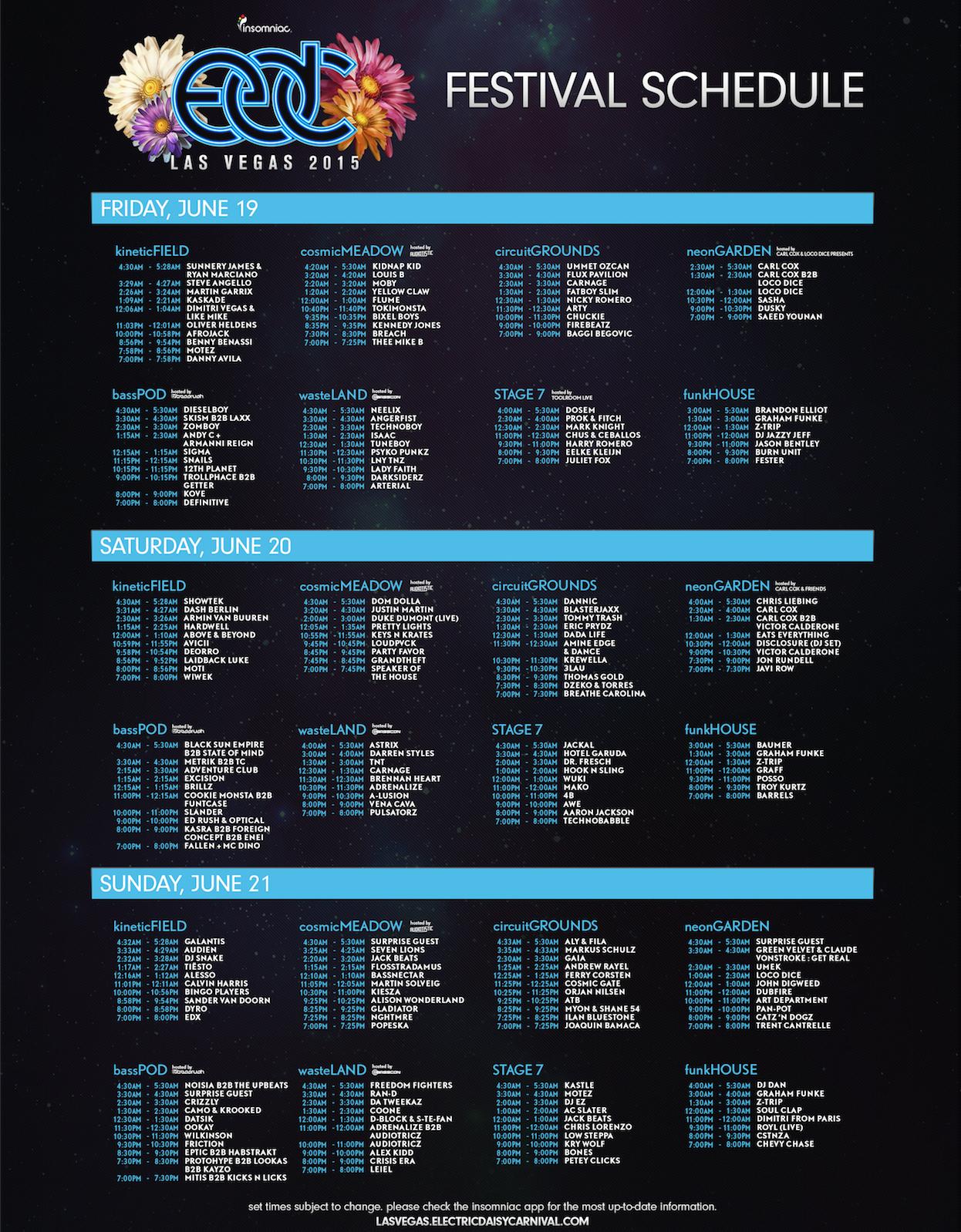 EDC Las Vegas 2015 Set Times and Festival Map